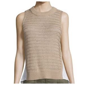 Veronica Beard South Beach Sleeveless Combo Sweater Tank Top Tan Women’s M